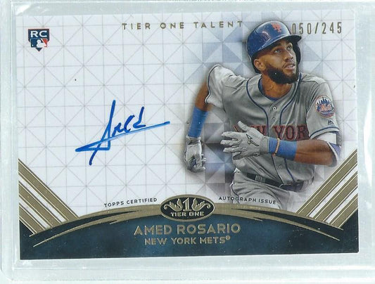AMED ROSARIO 2018 TOPPS TIER ONE ON CARD AUTO ROOKIE RC #D 50/245