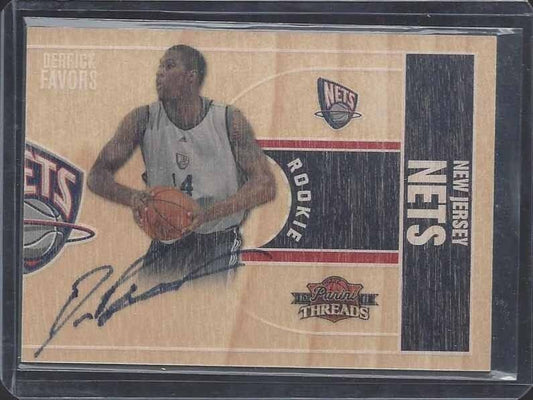 DERRICK FAVORS 2010-11 PANINI THREADS WOOD ON CARD ROOKIE AUTO RC #D 8/399