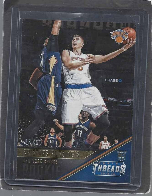 KRISTAPS PORZINGIS 2015-16 PANINI THREADS GOLD ROOKIE RC #D 3/10