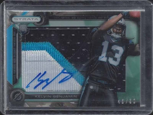 KELVIN BENJAMIN 2014 TOPPS STRATA CLEAR CUT GREEN JUMBO 3CL PATCH AUTO RC #D /50