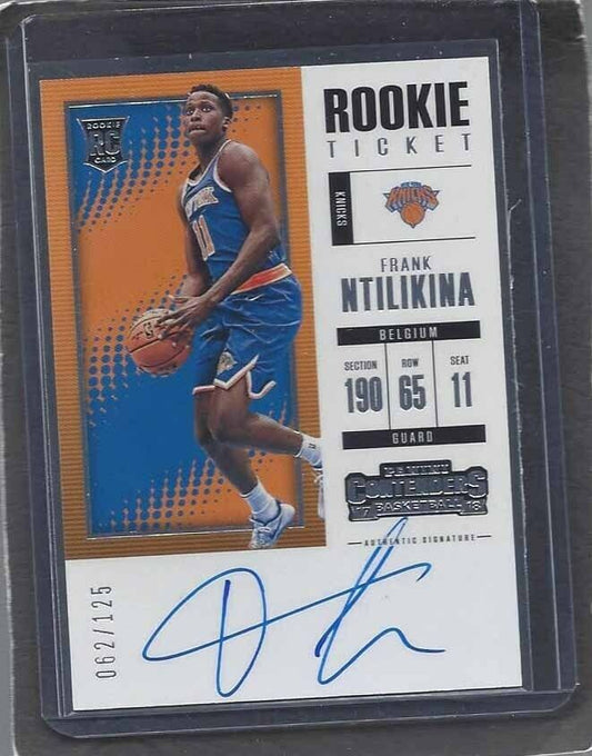 FRANK NTILIKINA 2017-18 CONTENDERS ROOKIE TICKET KNICKS ON CARD AUTO RC #D /125