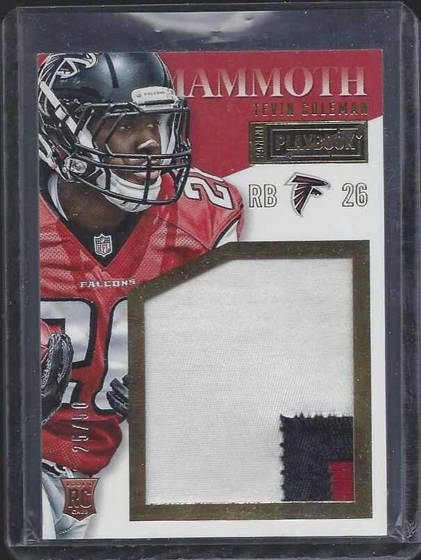 TEVIN COLEMAN 2015 PLAYBOOK MAMMOTH GOLD 3 COLOR JUMBO ROOKIE PATCH RC #D 25/50