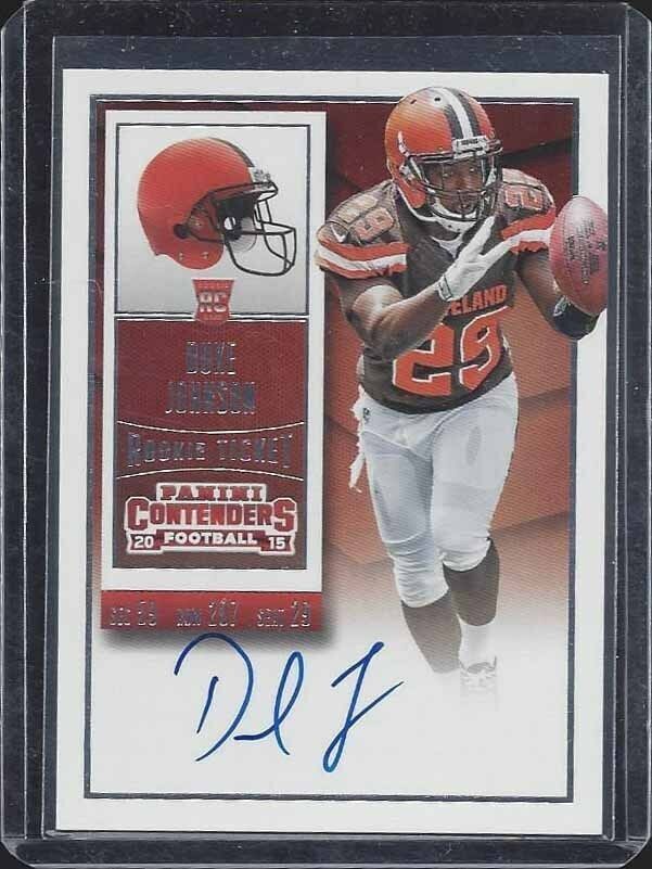 DUKE JOHNSON JR. 2015 CONTENDERS ROOKIE TICKET BROWNS TRUE RC ON CARD AUTO #214