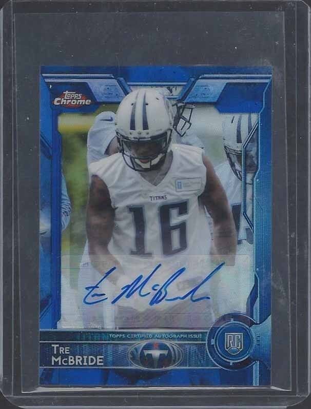 TRE MCBRIDE 2015 TOPPS CHROME MINI BLUE REFRACTOR ROOKIE AUTO RC #D 20/35