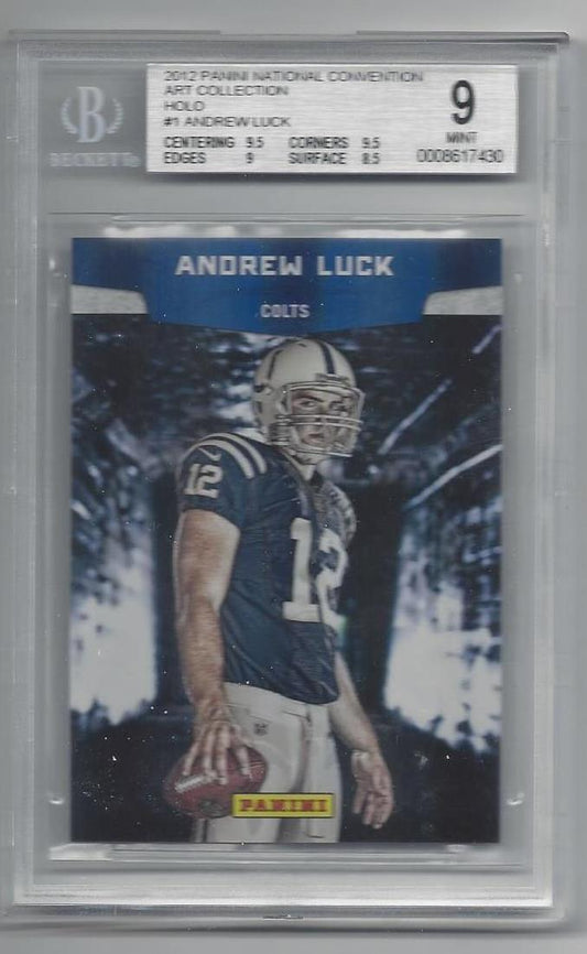 ANDREW LUCK 2012 PANINI NATIONAL CONVENTION ART COLLECTION HOLO RC BGS 9 MINT