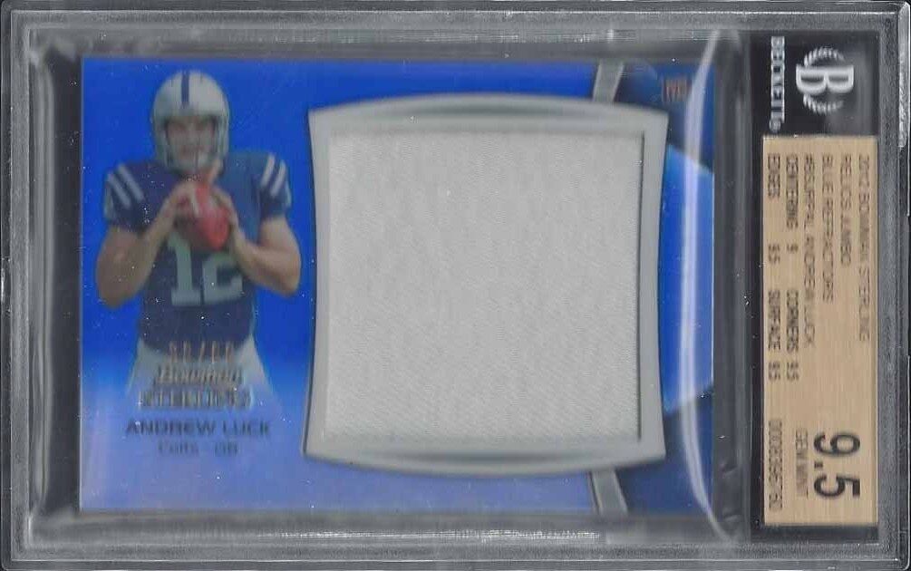 ANDREW LUCK 2012 BOWMAN STERLING JUMBO PATCH BLUE REFRACTOR RC #D 36/60 BGS 9.5