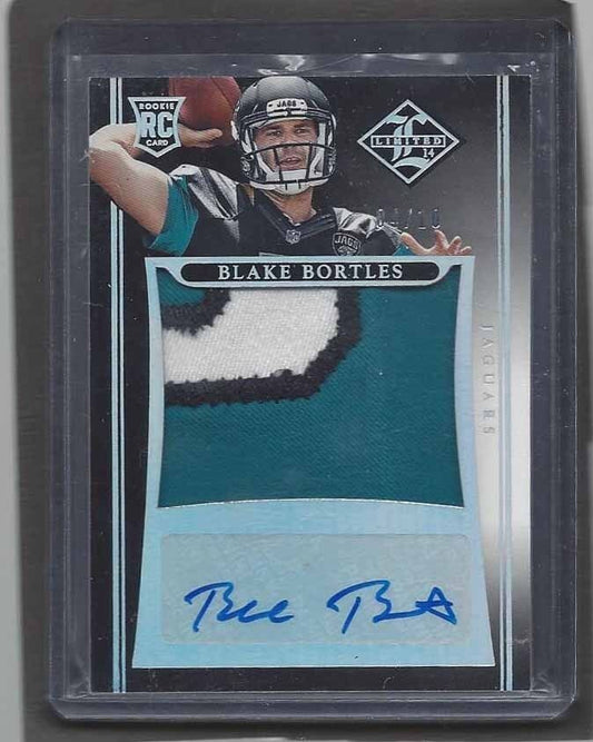 BLAKE BORTLES 2014 LEAF LIMITED SILVER RPA JUMBO 3 COLOR PATCH AUTO RC #D 4/10