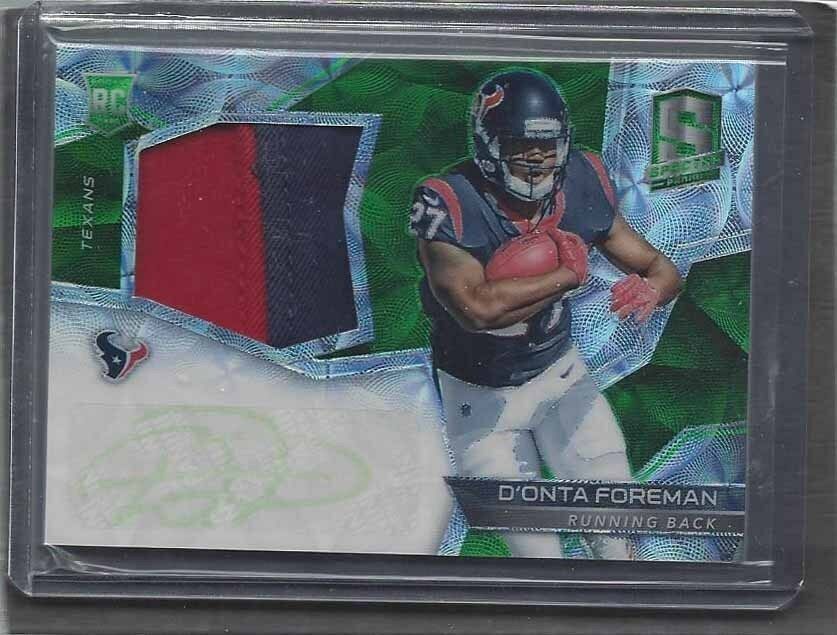 D'ONTA FOREMAN 2017 SPECTRA NEON GREEN PRIZM RPA 2 COLOR PATCH AUTO RC #D 30/50