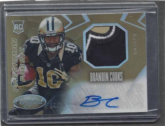 BRANDIN COOKS 2014 CERTIFIED FRESHMAN FABRIC GOLD RPA LOGO PATCH AUTO RC #D 6/25
