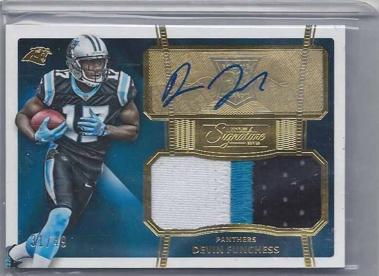 DEVIN FUNCHESS 2015 DONRUSS SIGNATURE SERIES GOLD 3 COLOR PATCH AUTO RC #D 31/49