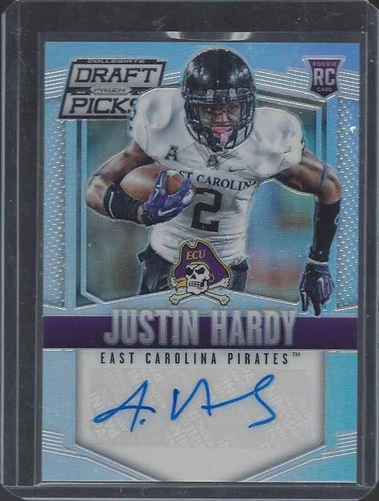 JUSTIN HARDY 2015 PANINI PRIZM DRAFT PICKS PRIZMS ROOKIE AUTO RC #127