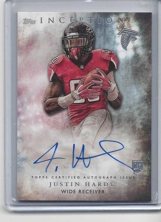 JUSTIN HARDY 2015 TOPPS INCEPTION ON CARD FALCONS ROOKIE AUTO RC #29