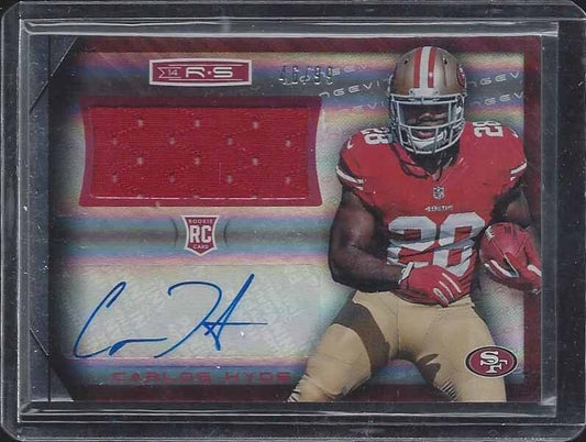 CARLOS HYDE 2014 ROOKIES & STARS LONGEVITY 49ERS ROOKIE JERSEY AUTO RC #D 46/99