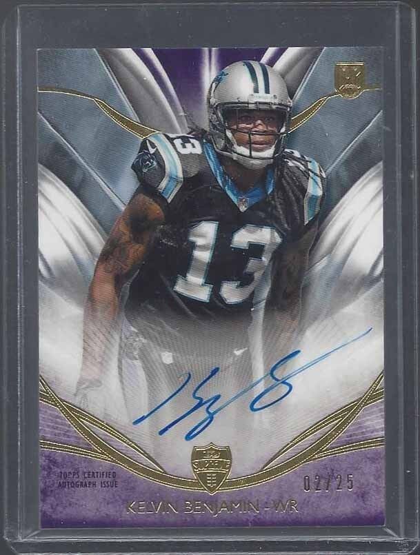 KELVIN BENJAMIN 2015 TOPPS SUPREME PURPLE ON CARD ROOKIE AUTO RC #D 2/25