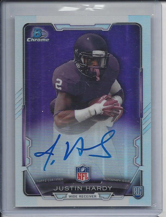 JUSTIN HARDY 2015 BOWMAN CHROME REFRACTOR ON CARD ROOKIE AUTO RC