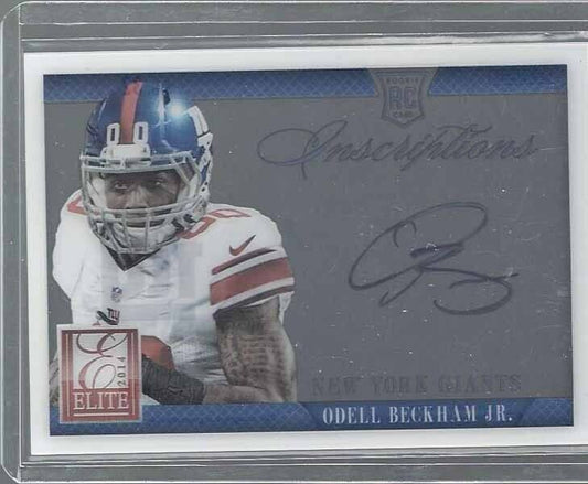 ODELL BECKHAM JR 2014 ELITE INSCRIPTIONS BLUE INK SSP ON CARD ROOKIE AUTO RC #32