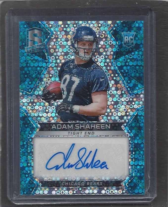 ADAM SHAHEEN 2017 PANINI SPECTRA NEON BLUE CHICAGO BEARS ROOKIE AUTO RC #D 57/75