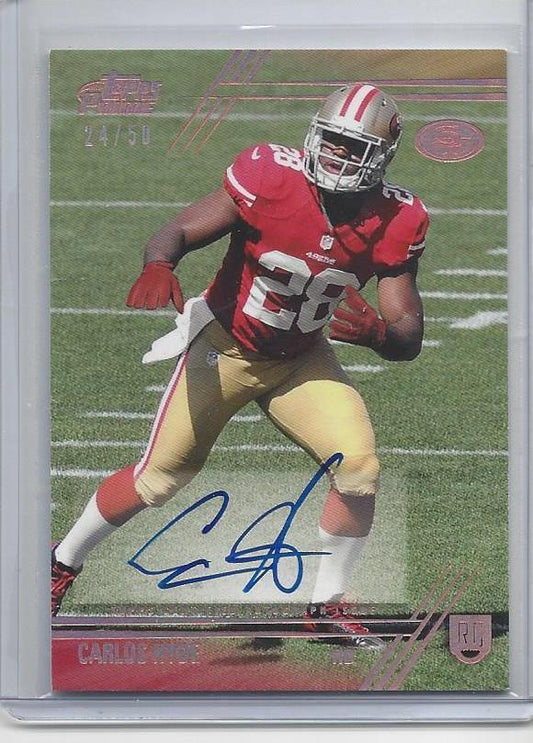 CARLOS HYDE 2014 TOPPS PRIME BRONZE 49ERS ROOKIE ON CARD AUTO RC #D 24/50