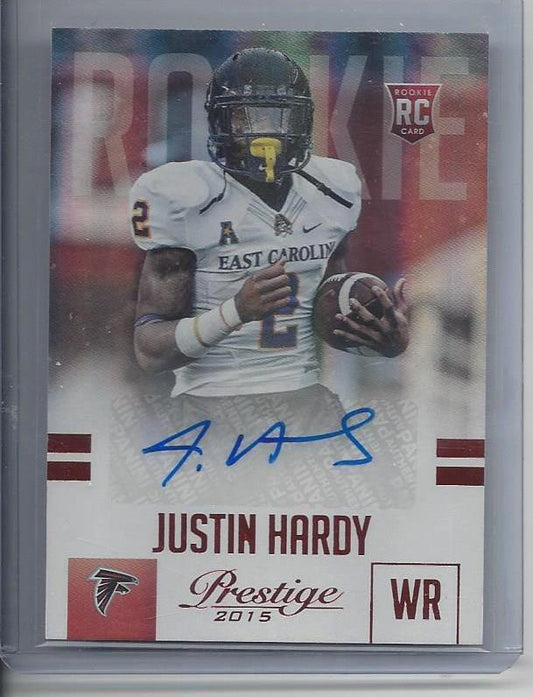 JUSTIN HARDY 2015 PRESTIGE RED FALCONS ROOKIE AUTO RC #254