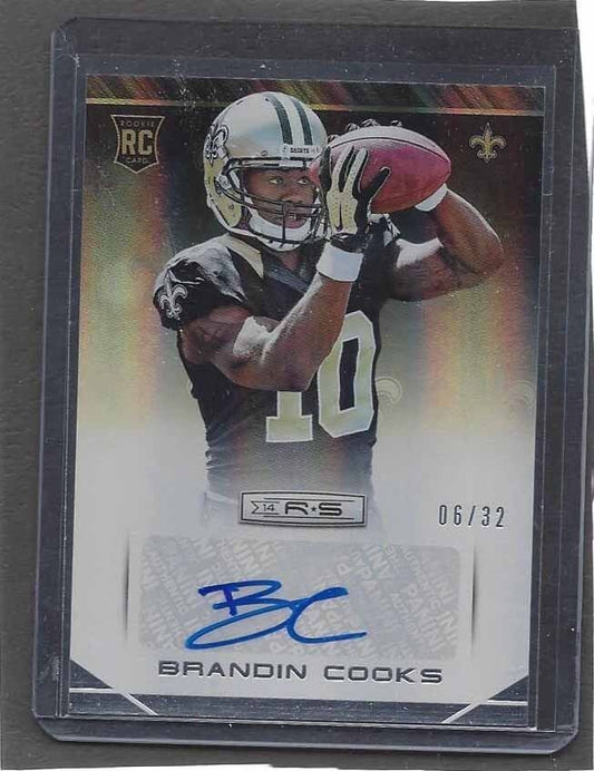 BRANDIN COOKS 2014 ROOKIES & STARS SILVER HOLOFOIL ROOKIE AUTO RC #D 6/32
