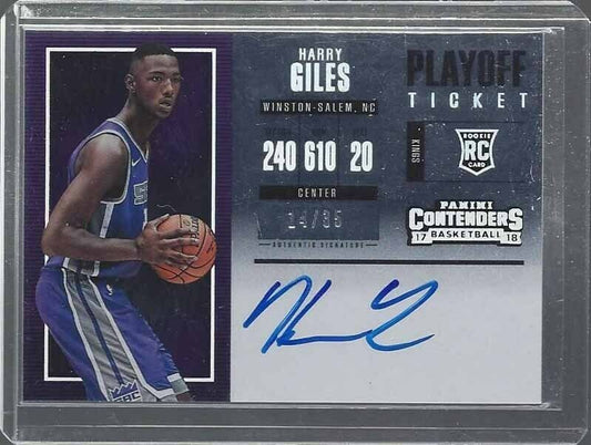 HARRY GILES 2017-18 CONTENDERS PLAYOFF TICKET ON CARD ROOKIE AUTO RC #D 14/35