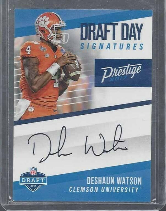 DESHAUN WATSON 2017 PANINI PRESTIGE DRAFT DAY SIGS ON CARD ROOKIE AUTO RC