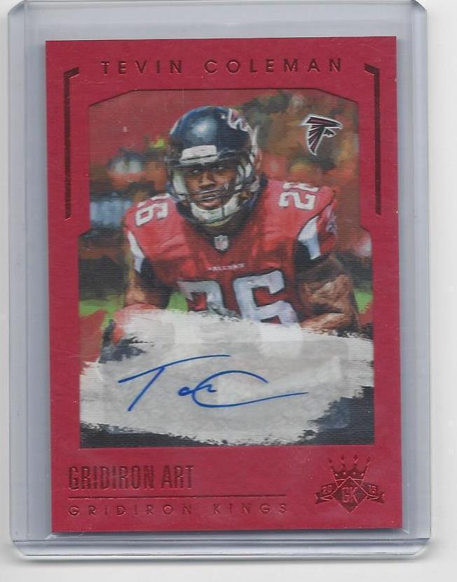 TEVIN COLEMAN 2015 GRIDIRON KINGS ART RED FRAME FALCONS ROOKIE AUTO RC #D 6/49