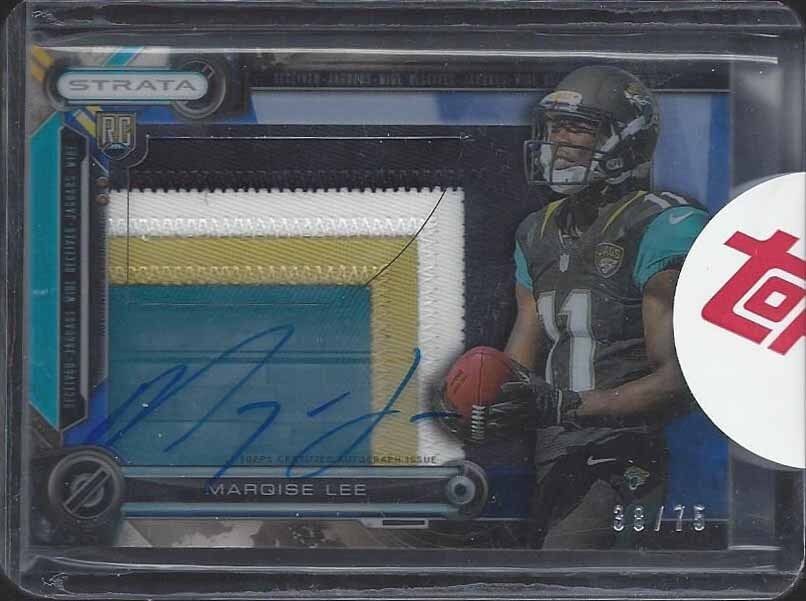 MARQISE LEE 2014 TOPPS STRATA CLEAR CUT 4 COLOR JUMBO PATCH ON CARD AUTO RC /75