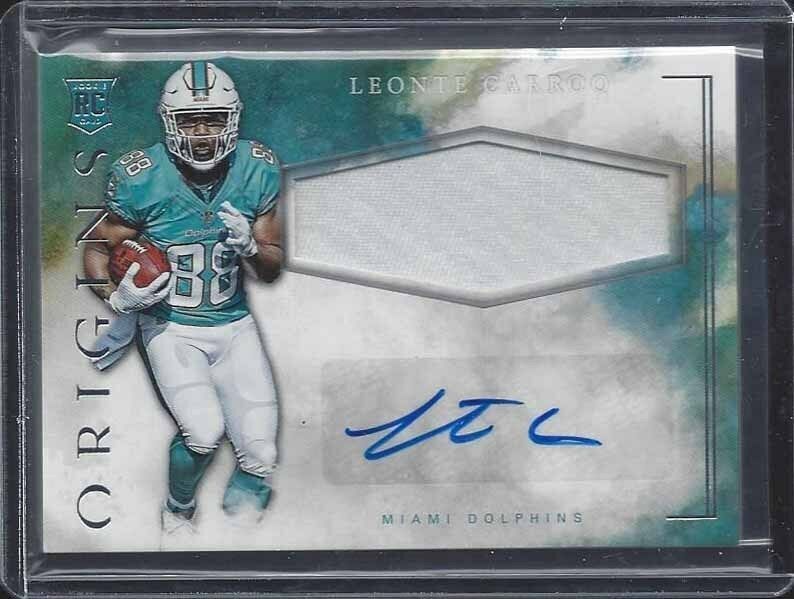 LEONTE CARROO 2016 PANINI ORIGINS RPA DOLPHINS ROOKIE PATCH AUTO RC