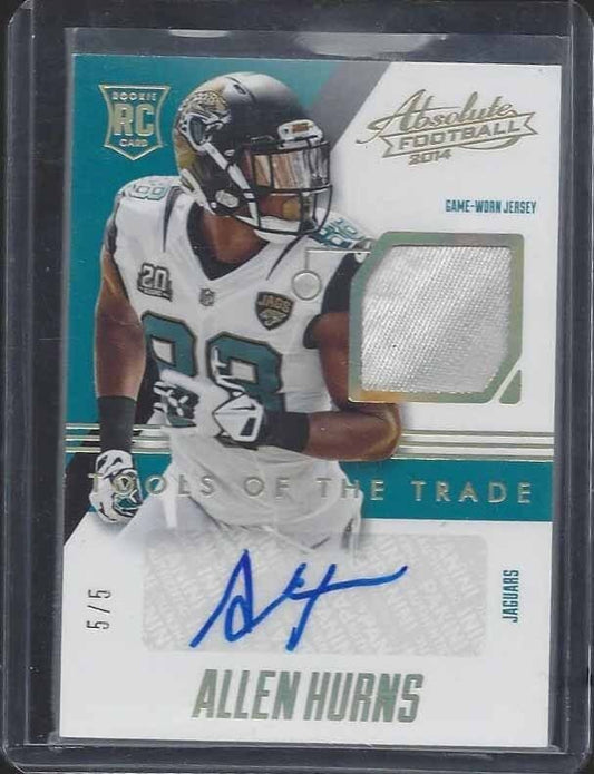 ALLEN HURNS 2014 ABSOLUTE TOOLS OF THE TRADE PLATINUM PATCH AUTO RC #D 5/5