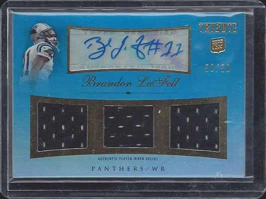 BRANDON LAFELL 2010 TOPPS TRIBUTE BLUE TRIPLE JERSEY AUTO RC #D 50/50