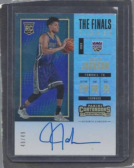 JUSTIN JACKSON 2017-18 CONTENDERS THE FINALS TICKET ON CARD AUTO RC #D 49/49