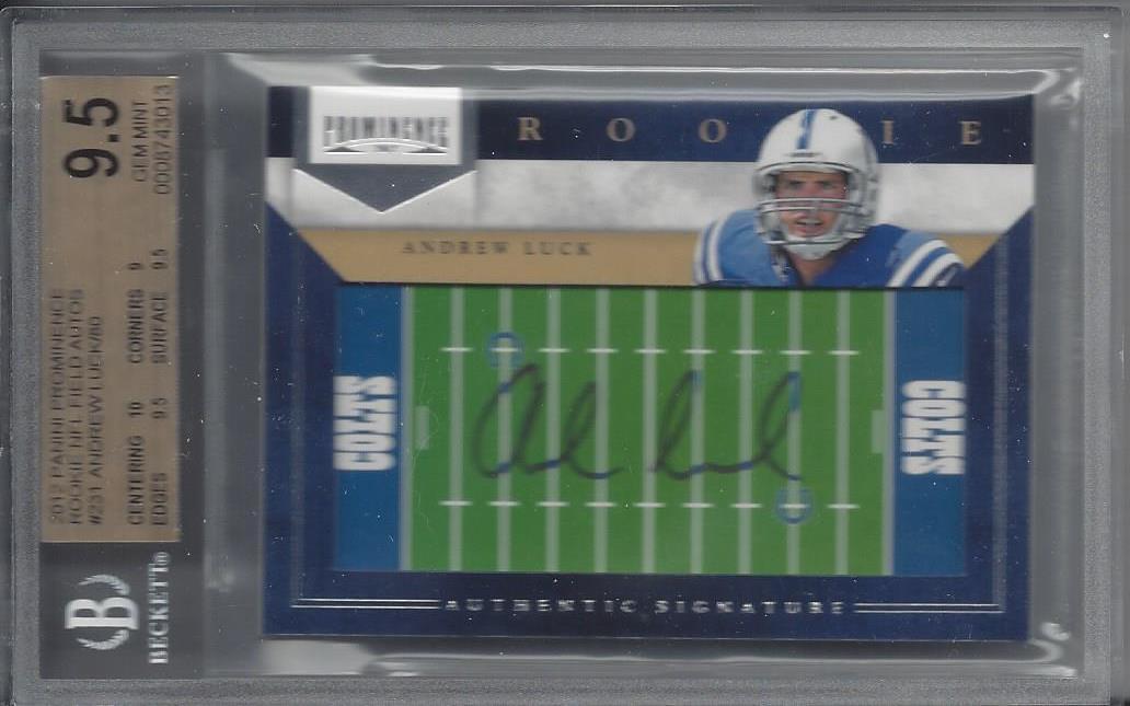ANDREW LUCK 2012 PANINI PROMINENCE NFL FIELD ON CARD AUTO RC #D 6/80 BGS 9.5 10