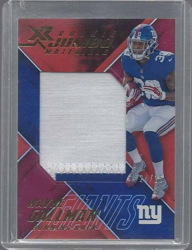 WAYNE GALLMAN 2017 PANINI XR ORANGE JUMBO MATERIALS ROOKIE PATCH RC #D 24/25