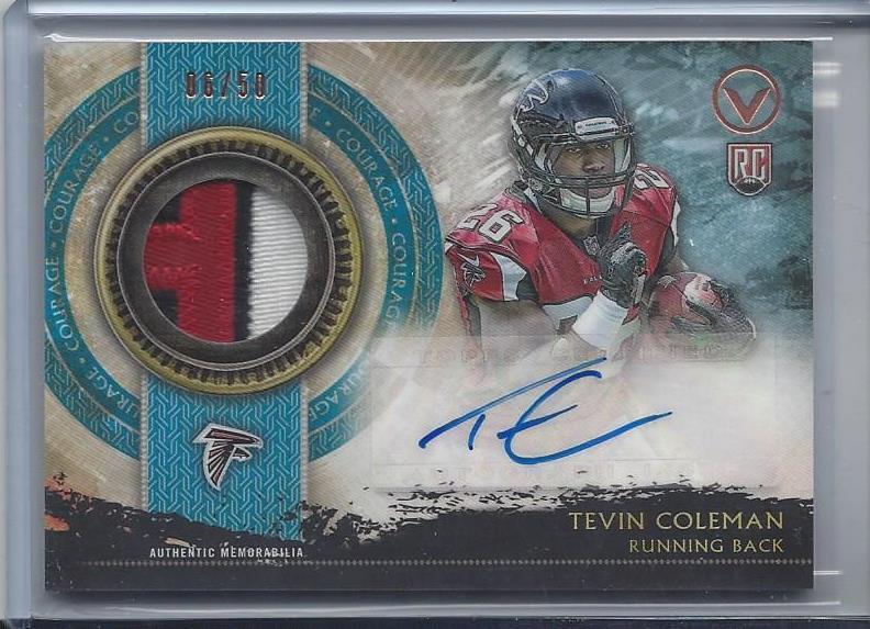 TEVIN COLEMAN 2015 TOPPS VALOR COURAGE RPA 3 COLOR ROOKIE PATCH AUTO RC #D 6/50
