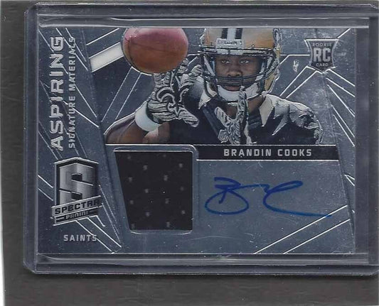 BRANDIN COOKS 2014 PANINI SPECTRA ASPIRING ROOKIE JERSEY ON CARD AUTO RC #D /49