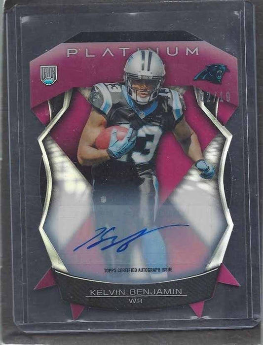 KELVIN BENJAMIN 2014 TOPPS PLATINUM PINK RIBBON DIE CUT REFRACTOR AUTO RC #D /10