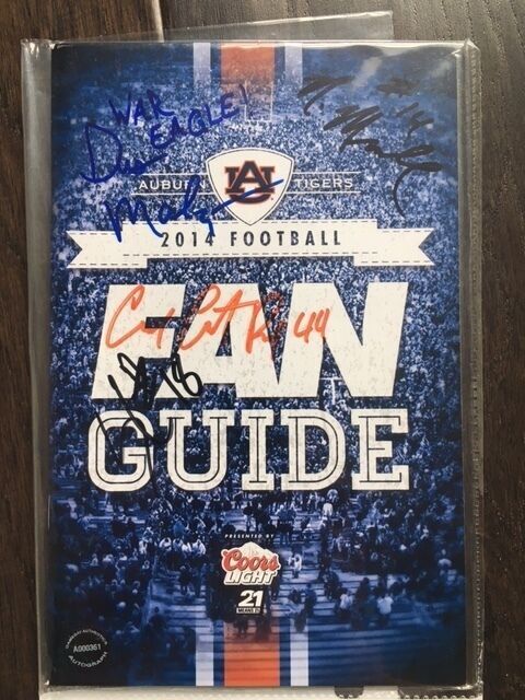 MALZAHN COATES ARTIS PAYNE MARSHALL AUTOGRAPHED 2014 AUBURN FOOTBALL PROGRAM COA