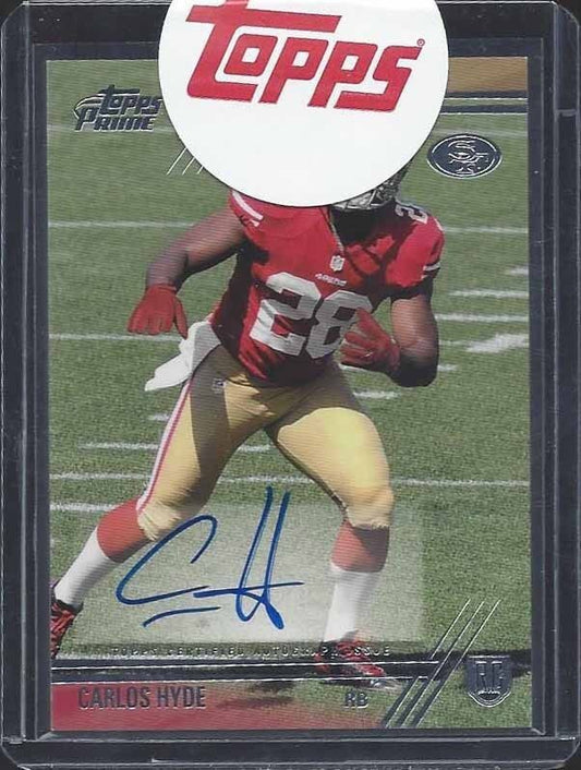 CARLOS HYDE 2014 TOPPS PRIME 49ERS ROOKIE ON CARD AUTO RC #131