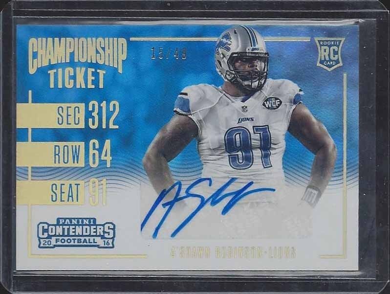 A'SHAWN ROBINSON 2016 CONTENDERS LIONS CHAMPIONSHIP TICKET VARIATION AUTO RC /49