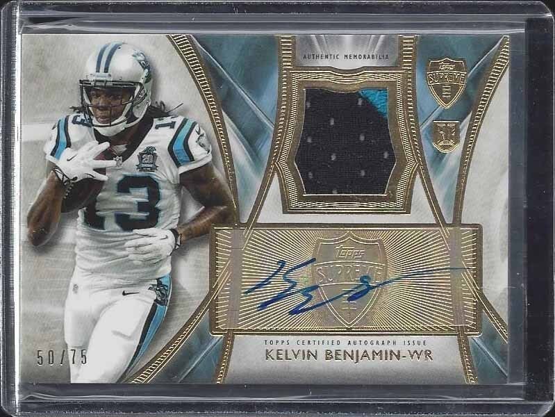 KELVIN BENJAMIN 2014 TOPPS SUPREME PANTHERS ROOKIE 2 CLR PATCH AUTO RC #D 50/75