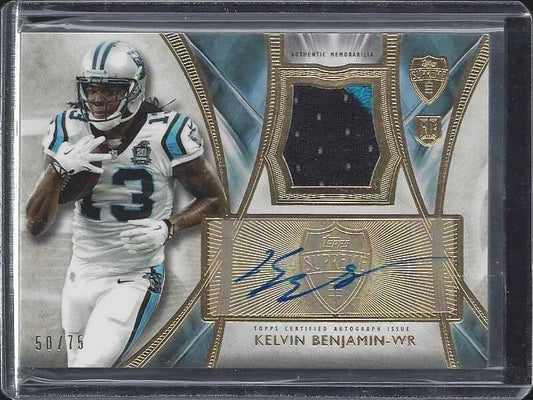 KELVIN BENJAMIN 2014 TOPPS SUPREME PANTHERS ROOKIE 2 CLR PATCH AUTO RC #D 50/75