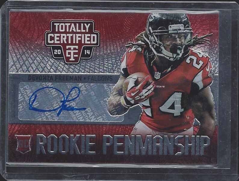 DEVONTA FREEMAN 2014 TOTALLY CERTIFIED ROOKIE PENMANSHIP FALCONS RED AUTO RC