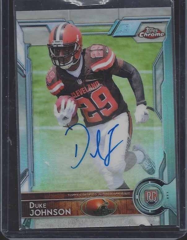 DUKE JOHNSON JR. 2015 TOPPS CHROME REFRACTOR ON CARD ROOKIE AUTO RC #D 51/150
