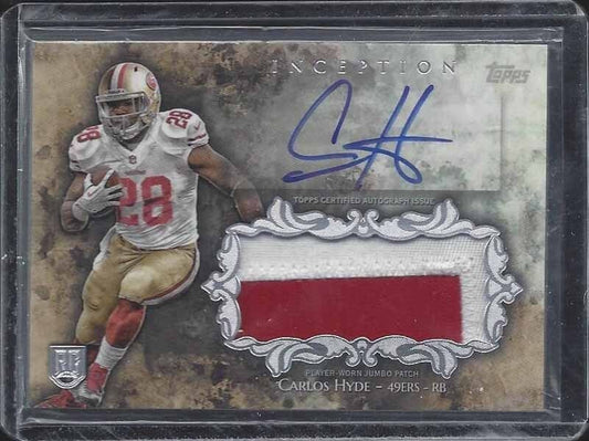 CARLOS HYDE 2014 TOPPS INCEPTION RPA 49ERS JUMBO ROOKIE PATCH ON CARD AUTO RC