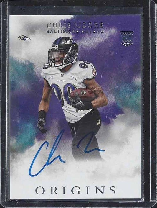 CHRIS MOORE 2016 PANINI ORIGINS RAVENS ROOKIE ON CARD AUTO RC #123