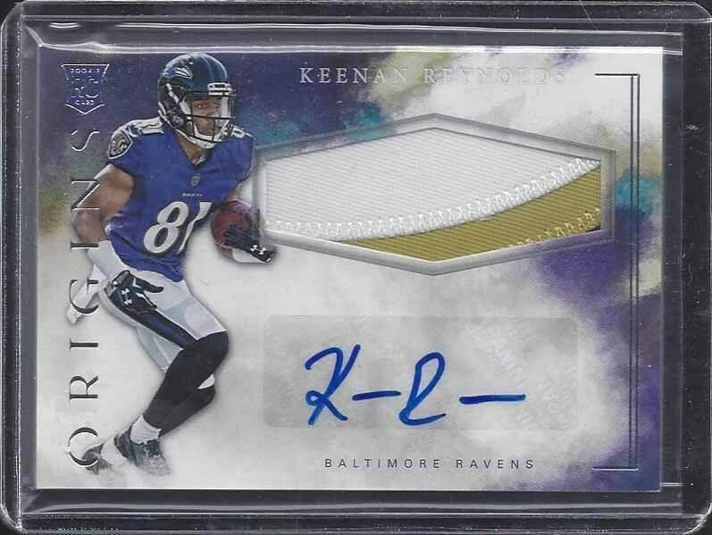 KEENAN REYNOLDS 2016 PANINI ORIGINS RPA RAVENS 3 COLOR ROOKIE PATCH AUTO RC