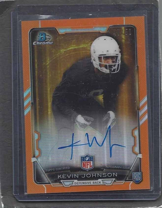 KEVIN JOHNSON 2015 BOWMAN CHROME ORANGE REFRACTOR ON CARD AUTO RC #D 47/50