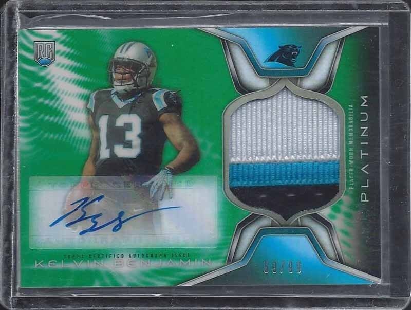KELVIN BENJAMIN 2014 TOPPS PLATINUM GREEN REFRACTOR RPA 3 CLR PATCH AUTO RC /99