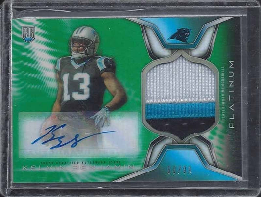 KELVIN BENJAMIN 2014 TOPPS PLATINUM GREEN REFRACTOR RPA 3 CLR PATCH AUTO RC /99